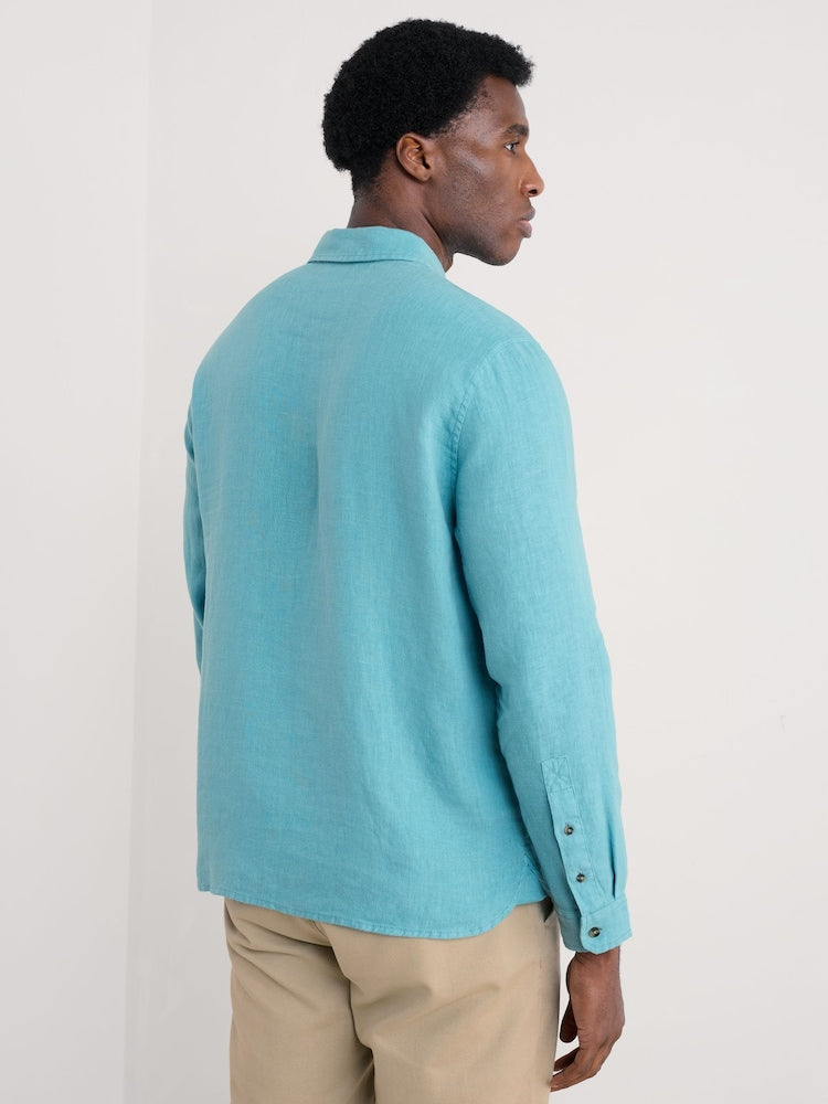 Seasalt Cornwall - Men's ‘Curator’ Linen Shirt - Surf