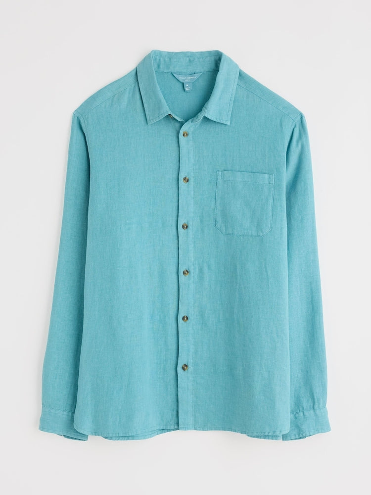 Seasalt Cornwall - Men's ‘Curator’ Linen Shirt - Surf
