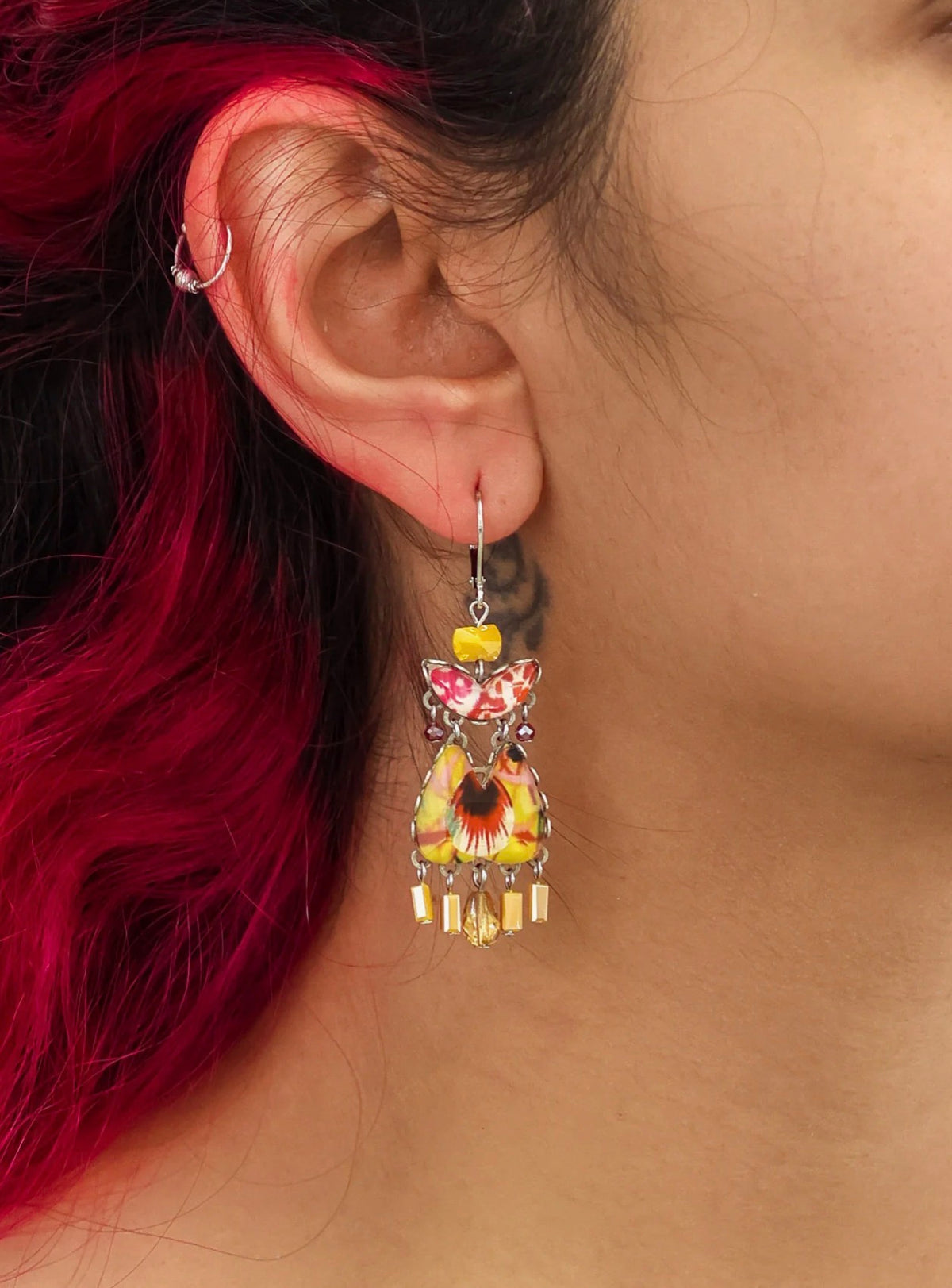 AYALA BAR - Drop Glass Earrings - Sunflower Surprise Mustard