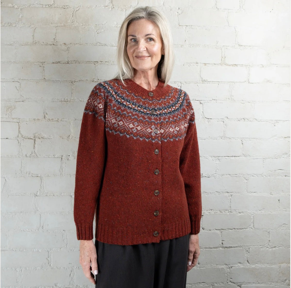 Harley of Scotland - Fair Isle Nep Crew Cardigan - Hoy