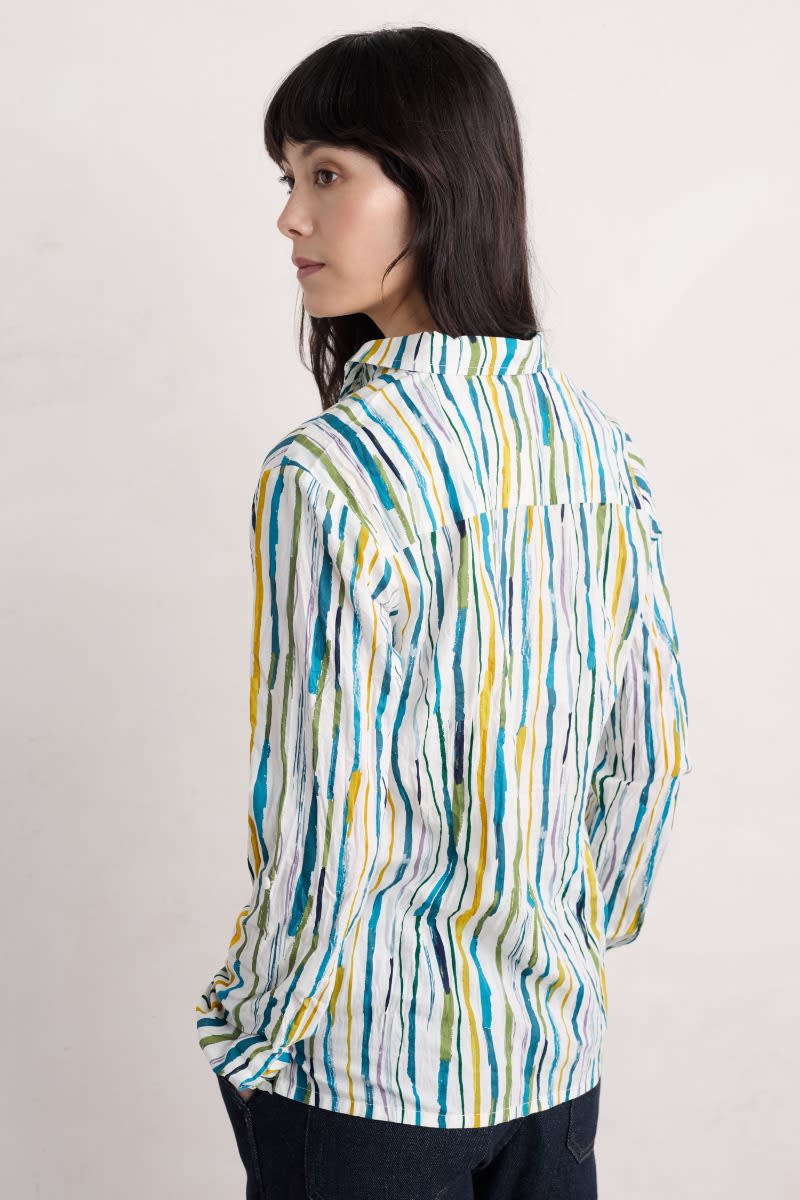 Seasalt Cornwall - ‘Larissa’ Shirt - Painterly Stripe Chalk