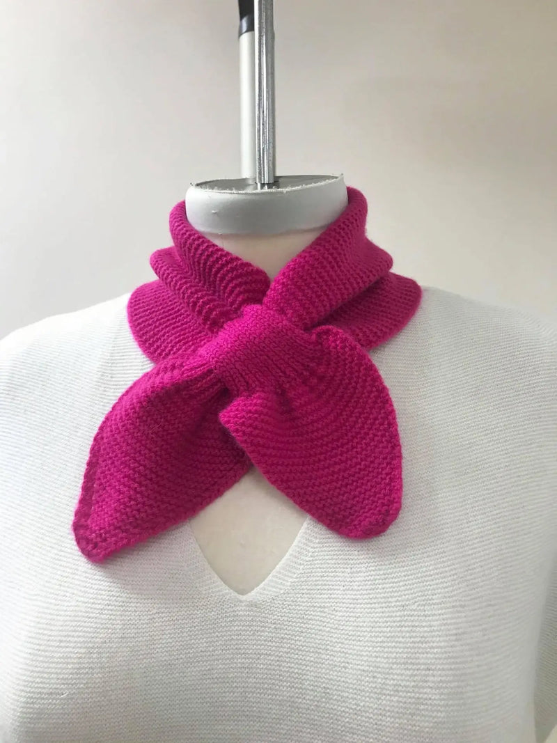 Cashmere Keyhole Scarf Pull Through - Pink/Black - LAST