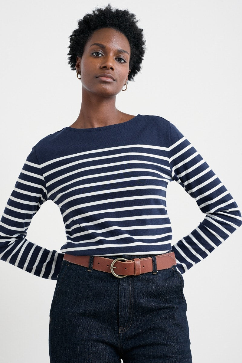 Seasalt Cornwall - ‘Sailor’ Shirt in GOTS Certified Organic Cotton Jersey - Falmouth Breton Maritime Chalk