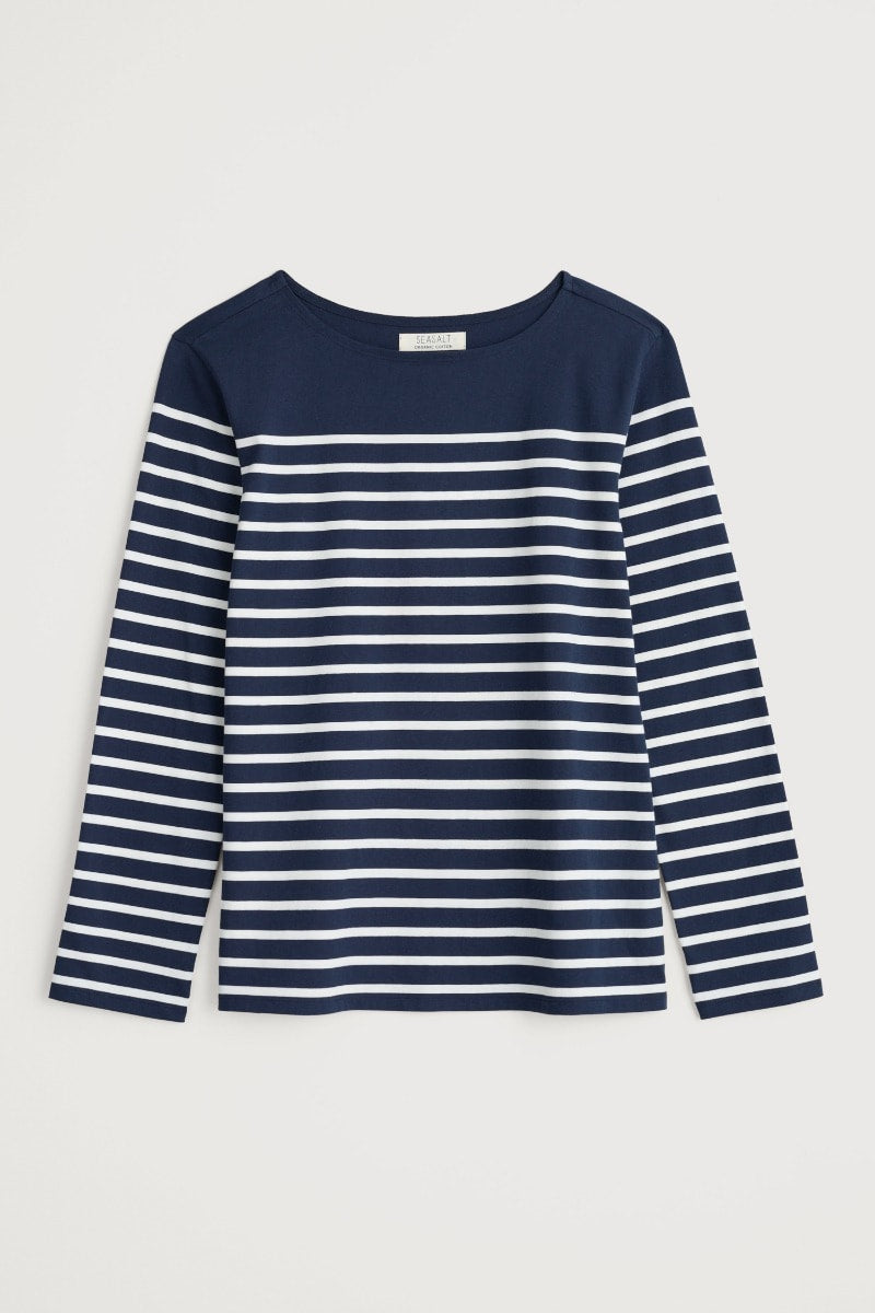 Seasalt Cornwall - ‘Sailor’ Shirt in GOTS Certified Organic Cotton Jersey - Falmouth Breton Maritime Chalk