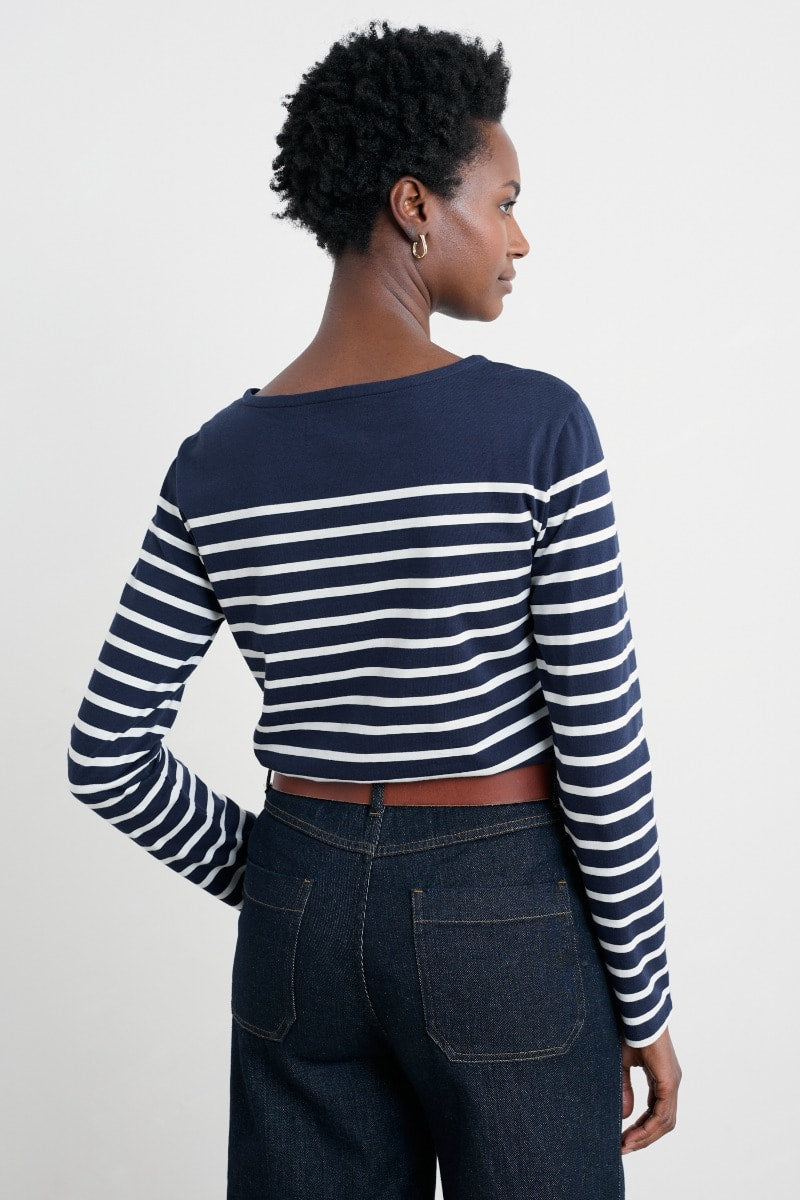 Seasalt Cornwall - ‘Sailor’ Shirt in GOTS Certified Organic Cotton Jersey - Falmouth Breton Maritime Chalk