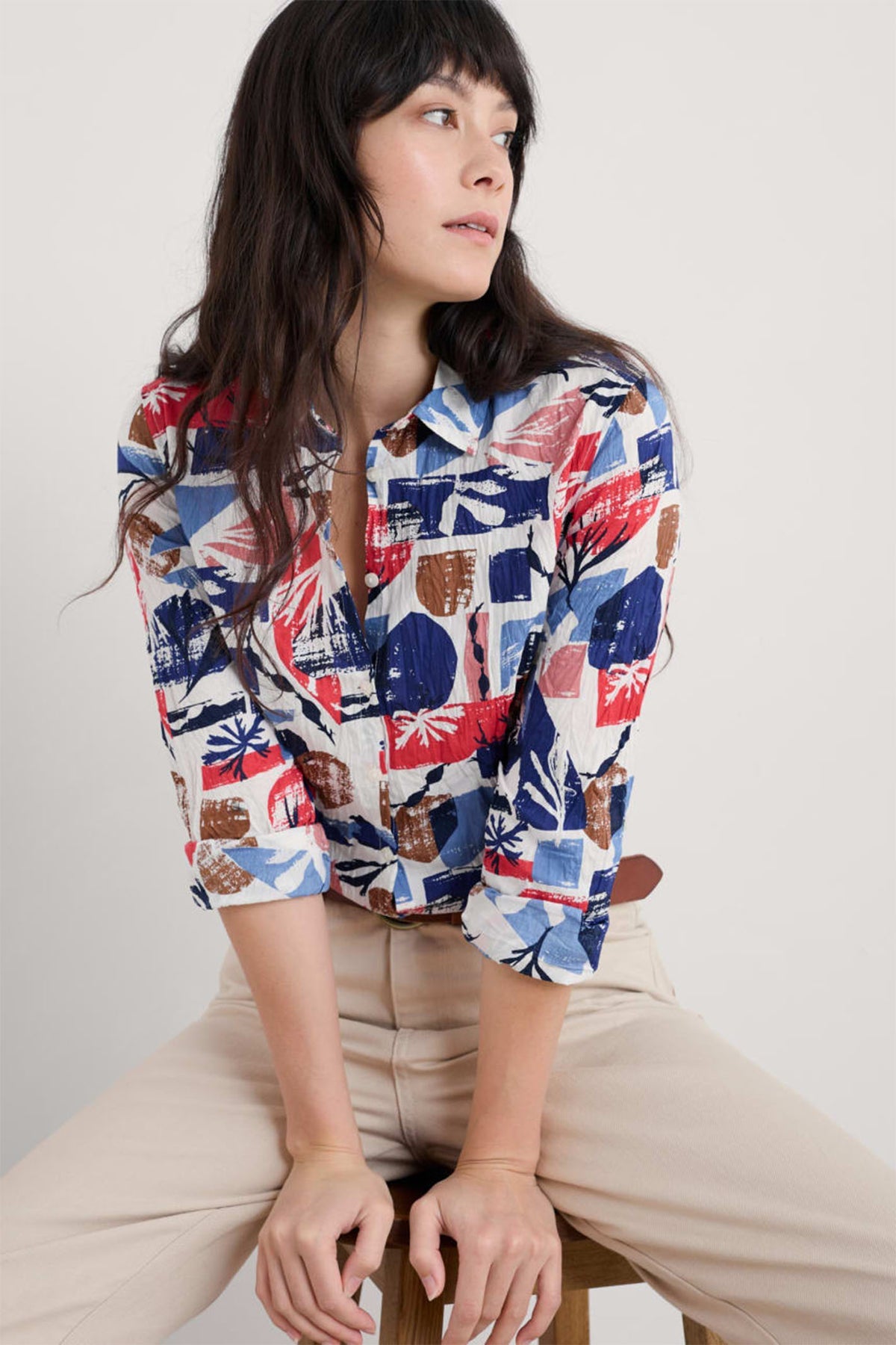 Seasalt Cornwall - ‘Larissa’ Shirt - Marine Forms Chalk