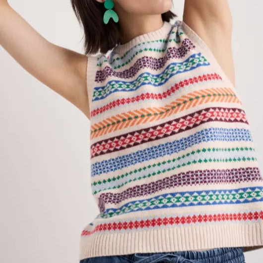 Seasalt Cornwall - ‘Percella Cove’ Vest - Knit Abstraction Multi