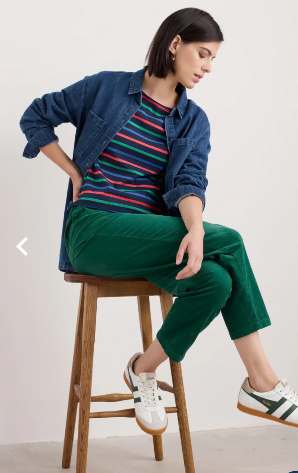Seasalt Cornwall - ‘Sailor’ 3/4 Sleeve Top in GOTS-Certified Organic Cotton Jersey - Tri Breton Maritime Glade