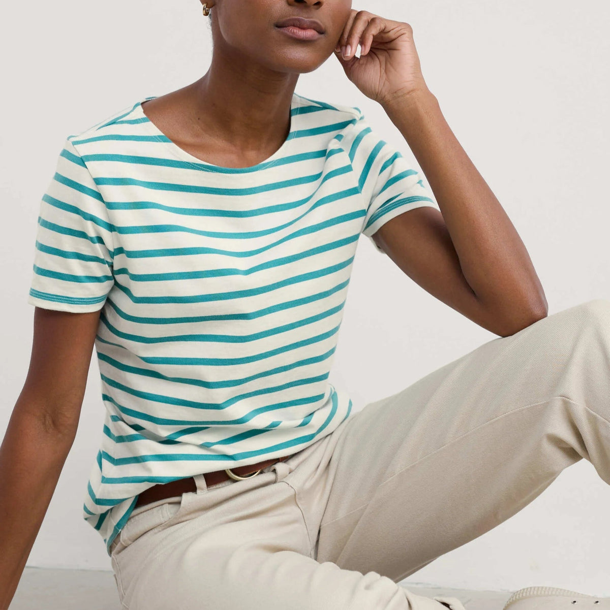 Seasalt Cornwall - ‘Sailor’ T-Shirt - Breton Chalk Tidal