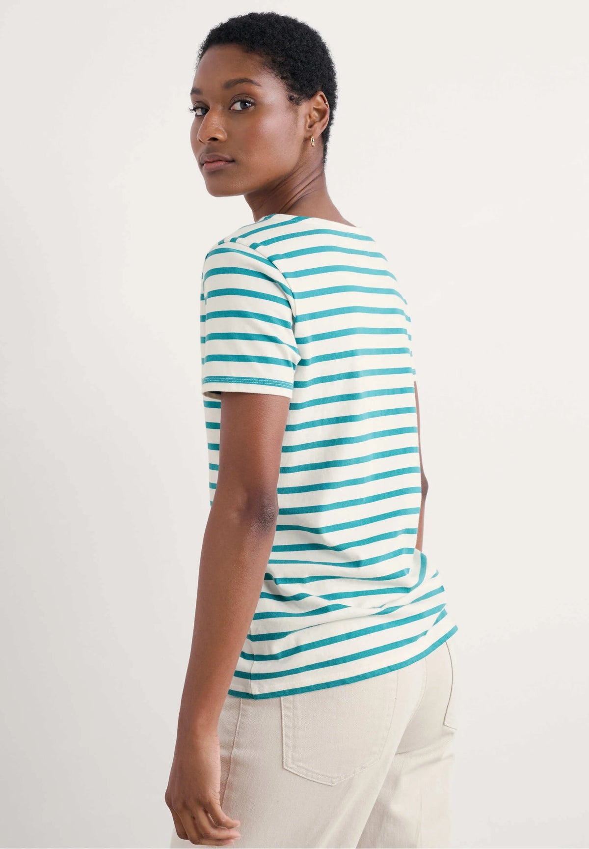 Seasalt Cornwall - ‘Sailor’ T-Shirt - Breton Chalk Tidal