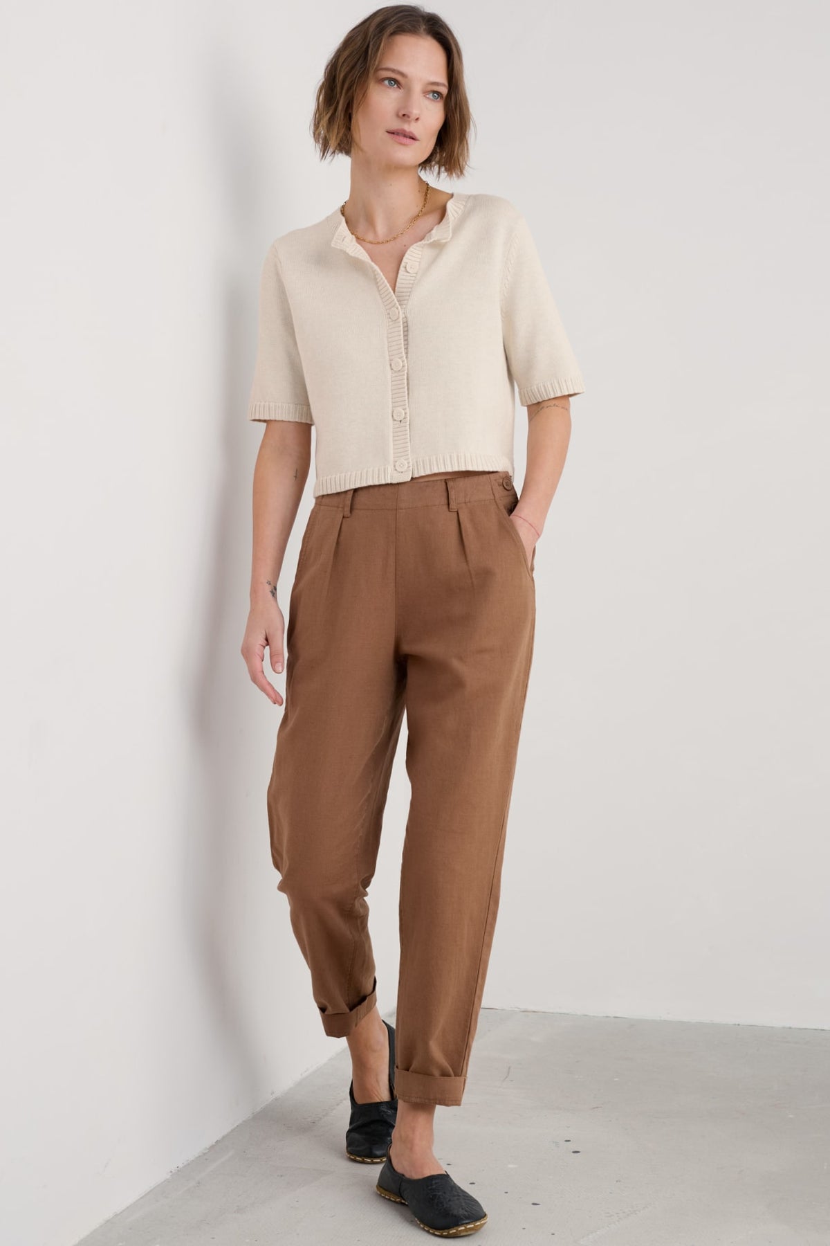 Seasalt Cornwall - ‘Gillan Creek’ Organic Cotton Short - Sleeve Cardigan - Calk - LAST ONE - Size 10