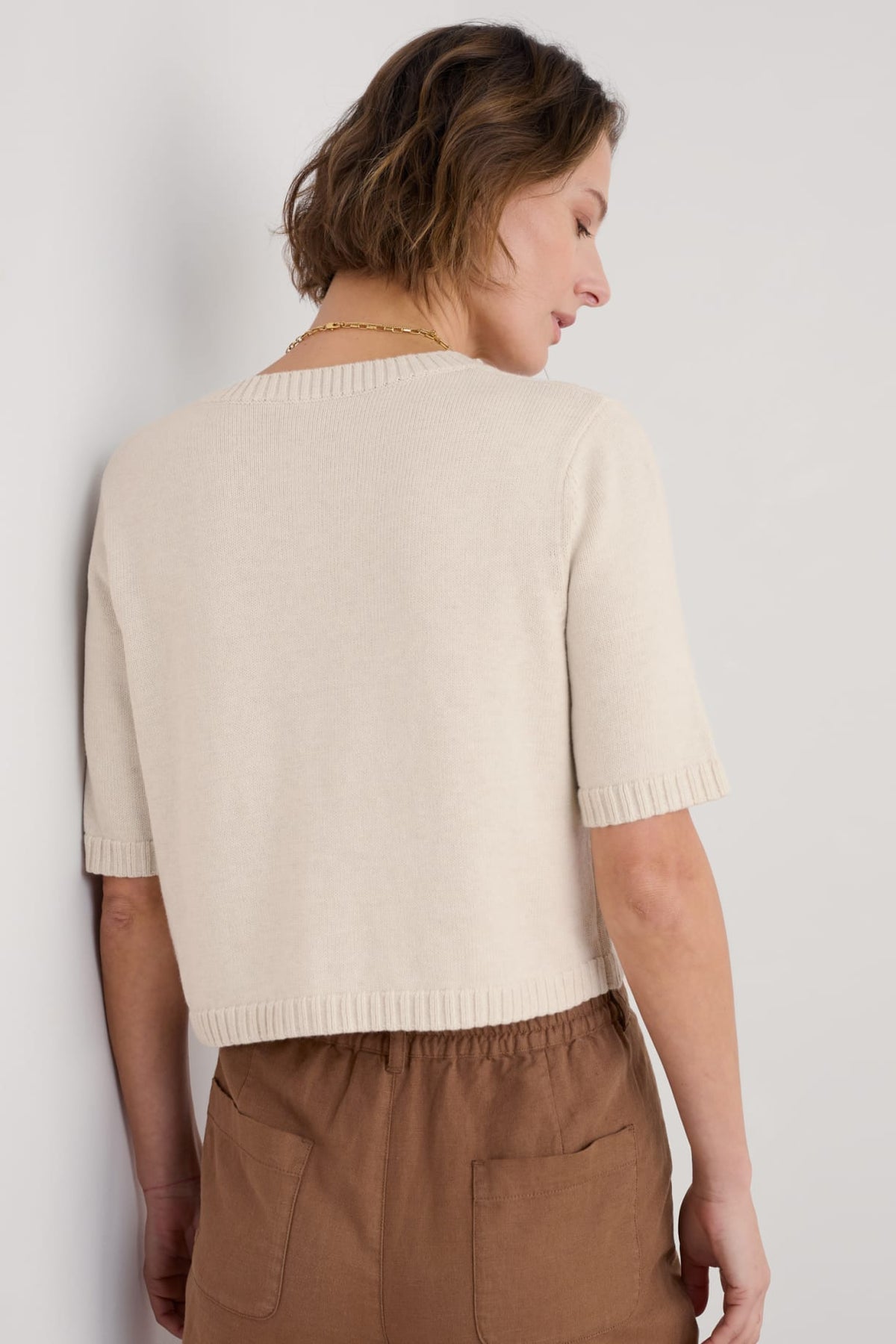 Seasalt Cornwall - ‘Gillan Creek’ Organic Cotton Short - Sleeve Cardigan - Calk - LAST ONE - Size 10