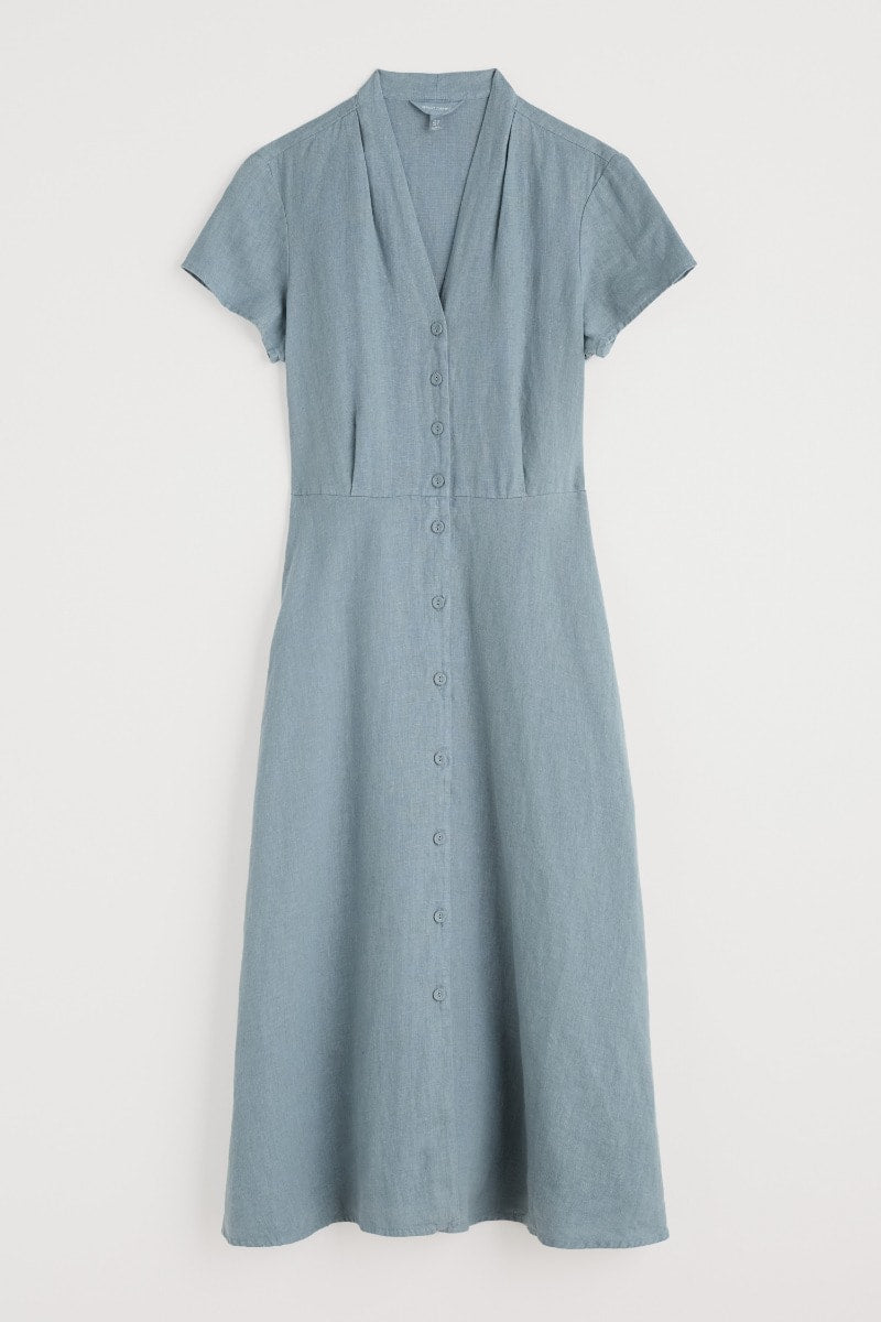 Seasalt Cornwall - ‘Carved Wood’ Midi Dress - Hail