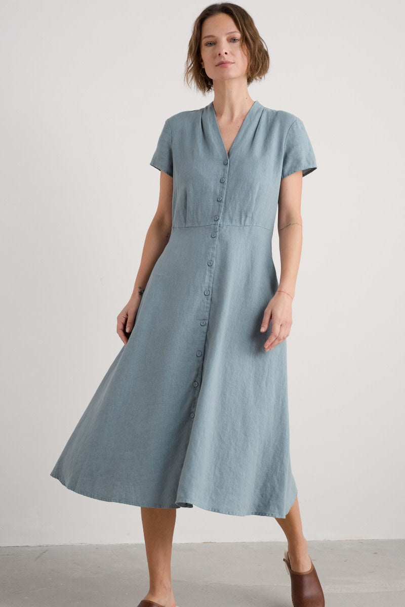 Seasalt Cornwall - ‘Carved Wood’ Midi Dress - Hail