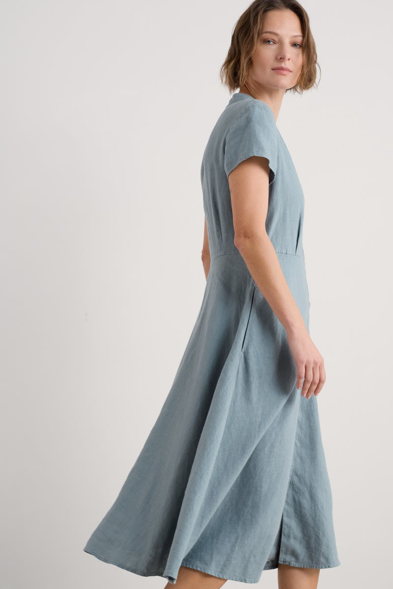 Seasalt Cornwall - ‘Carved Wood’ Midi Dress - Hail