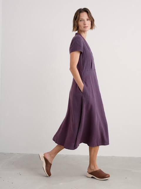 Seasalt Cornwall - ‘Carved Wood’ Midi Dress - Sloe