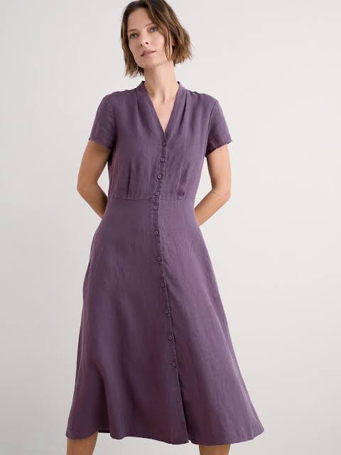 Seasalt Cornwall - ‘Carved Wood’ Midi Dress - Sloe