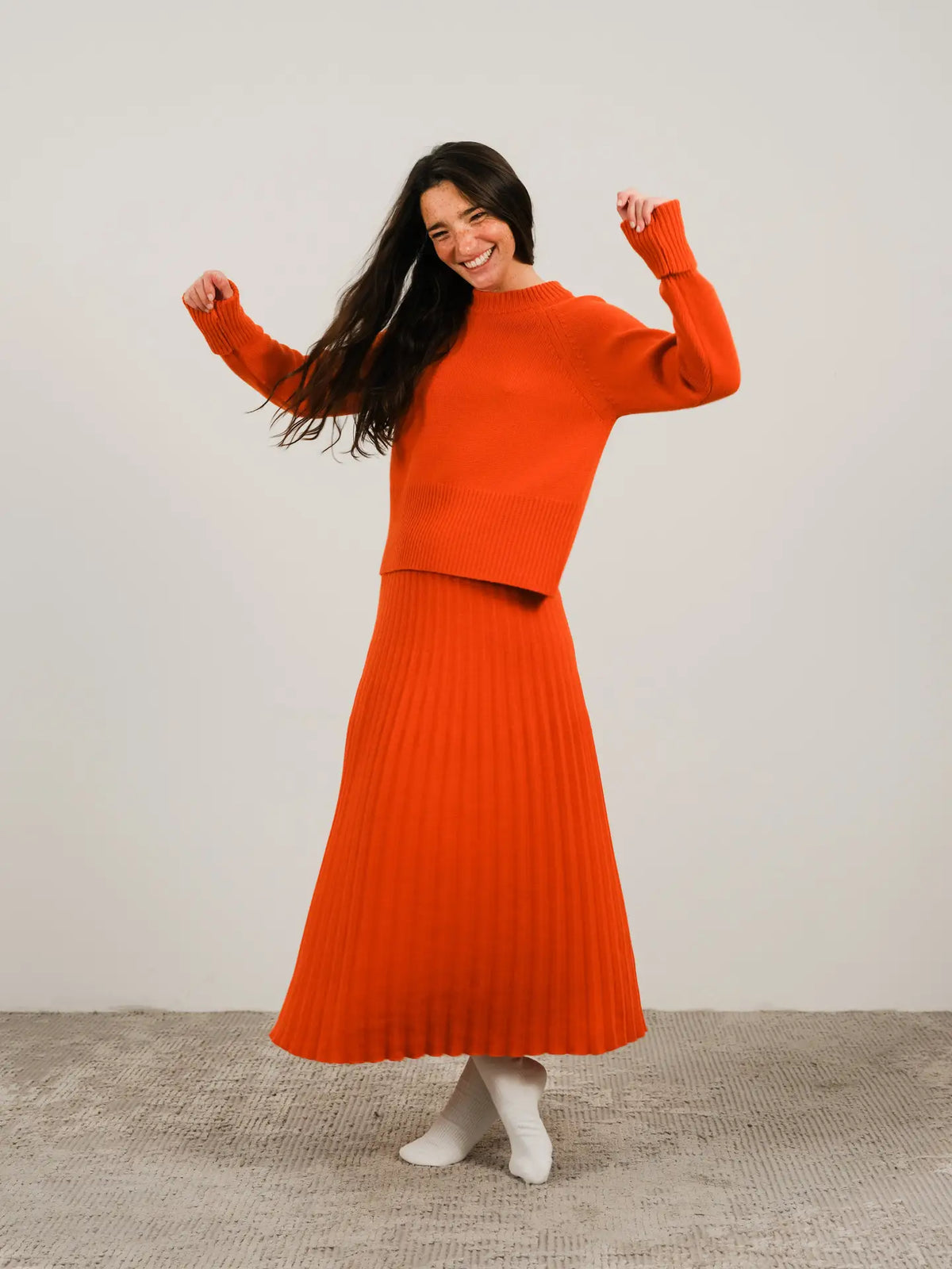 Italian ‘Diane’ Cashmere Mix Roll-Up Cuff Crewneck Sweater - Various Colours