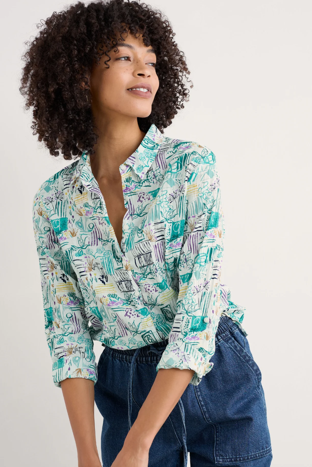 Seasalt Cornwall - ‘Larissa’ Shirt - Garden Studio Sketch Chalk