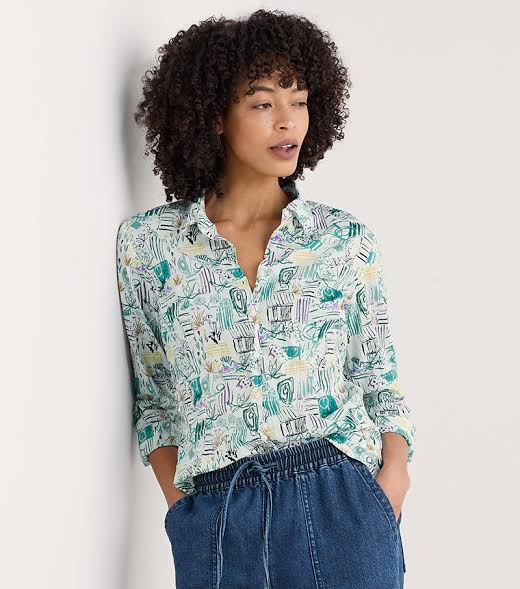 Seasalt Cornwall - ‘Larissa’ Shirt - Garden Studio Sketch Chalk