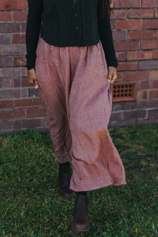 Montaigne - Eadie - Linen Pants in Fine - Houndstooth