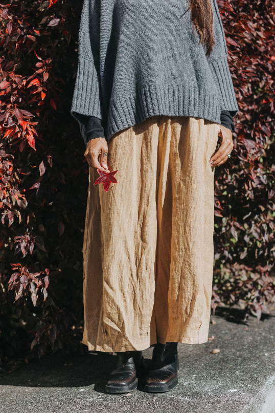 Montaigne - Eadie - Linen Pants in Fine - Houndstooth
