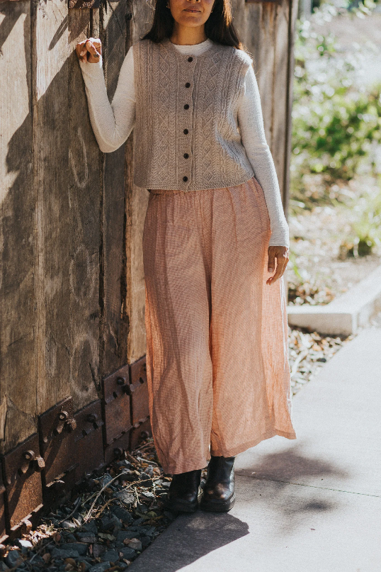 Montaigne - Eadie - Linen Pants in Fine - Houndstooth