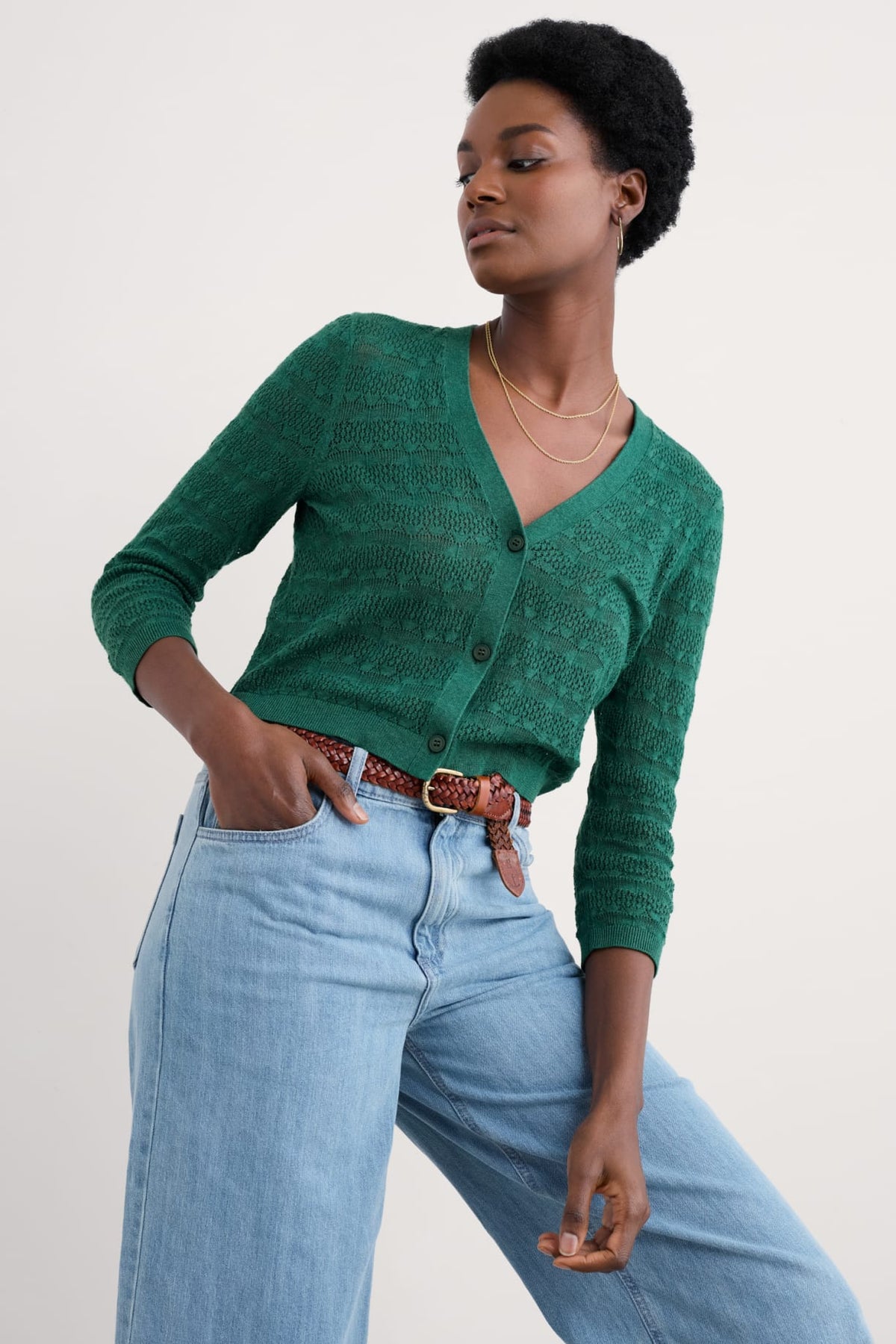 Seasalt Cornwall - ‘Sweet Day’ Cotton Cardigan - Pine Shoots