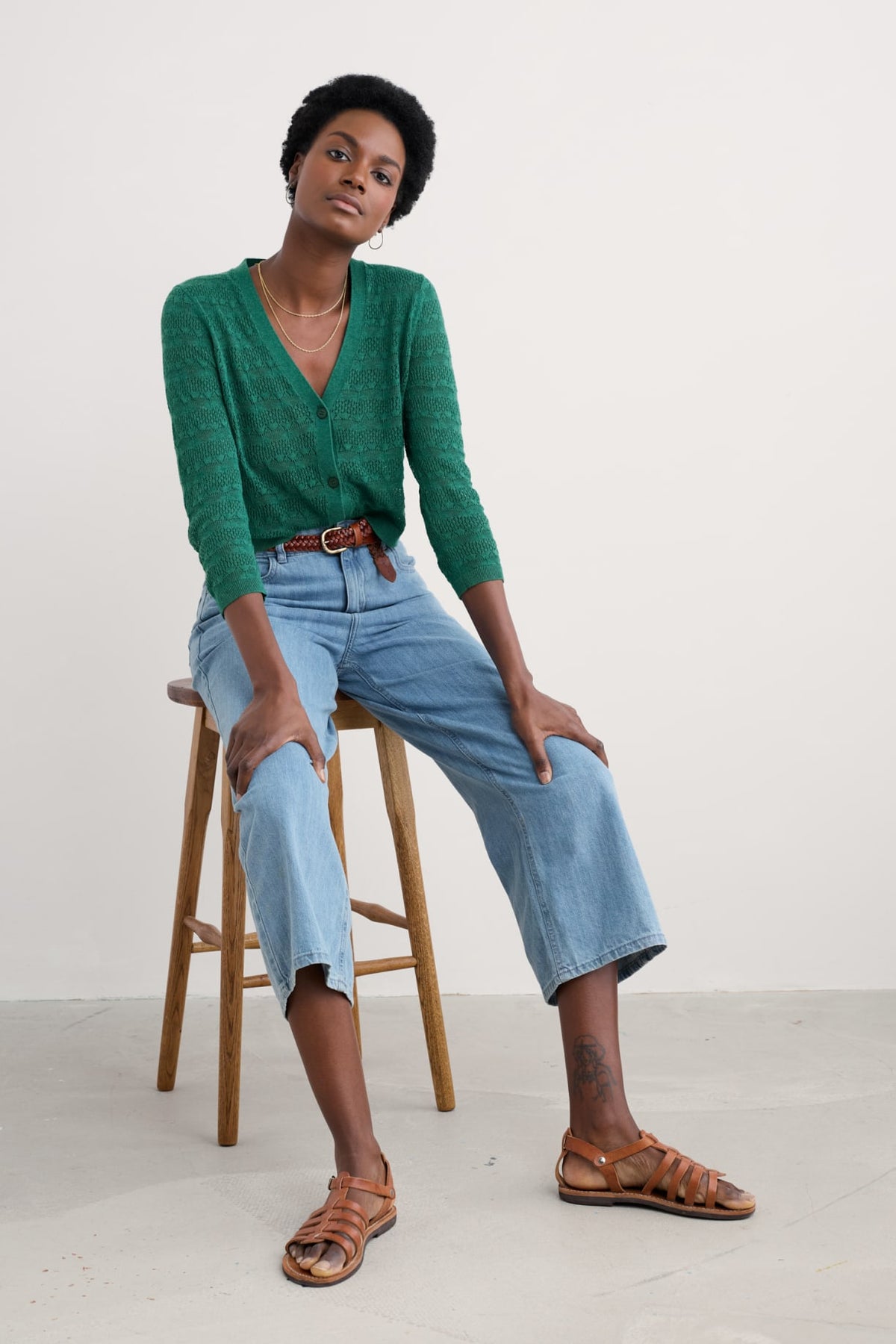 Seasalt Cornwall - ‘Sweet Day’ Cotton Cardigan - Pine Shoots