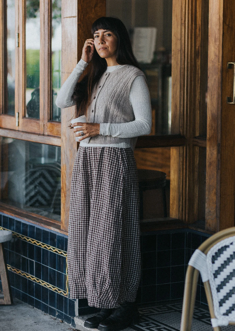 Montaigne - Eadie - Relaxed Fit Linen Pants - Gingham Check