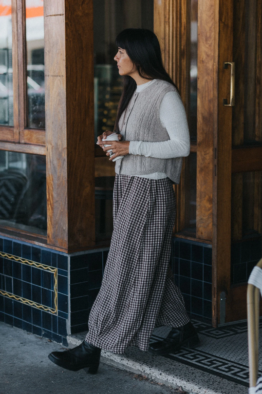 Montaigne - Eadie - Relaxed Fit Linen Pants - Gingham Check