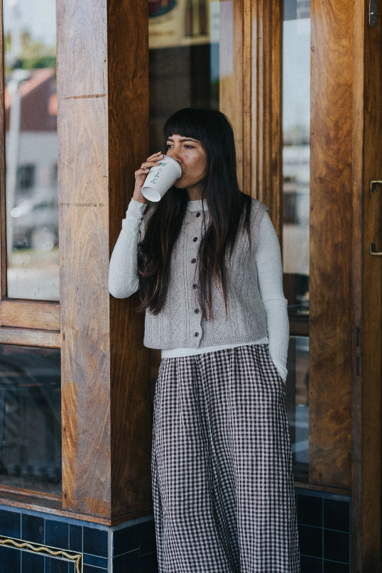 Montaigne - Eadie - Relaxed Fit Linen Pants - Gingham Check