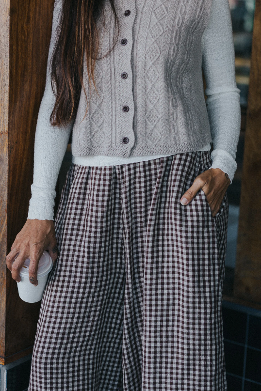Montaigne - Eadie - Relaxed Fit Linen Pants - Gingham Check