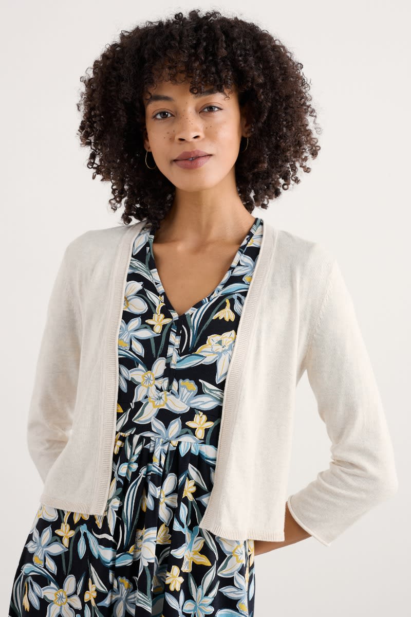 Seasalt Cornwall - ‘Vanessa’ Knitted Cardigan in GOTS  Certified Organic Cotton - Chalk