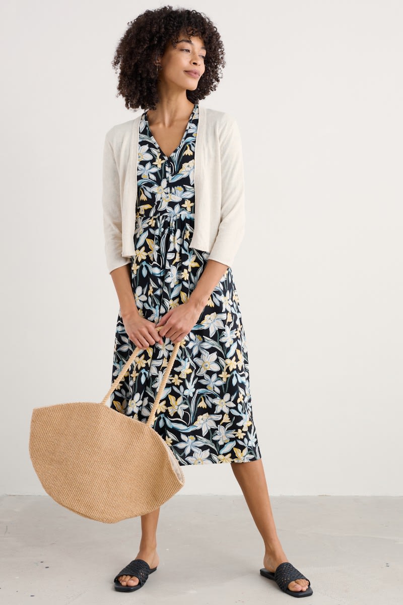 Seasalt Cornwall - ‘Vanessa’ Knitted Cardigan in GOTS  Certified Organic Cotton - Chalk