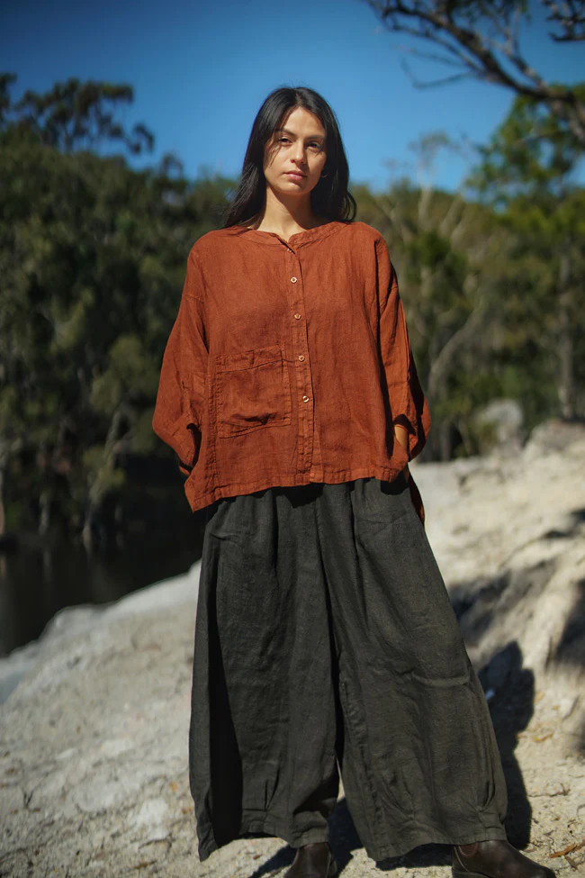 Montaigne - Eadie - Italian Linen Wide Leg Gathered Pants