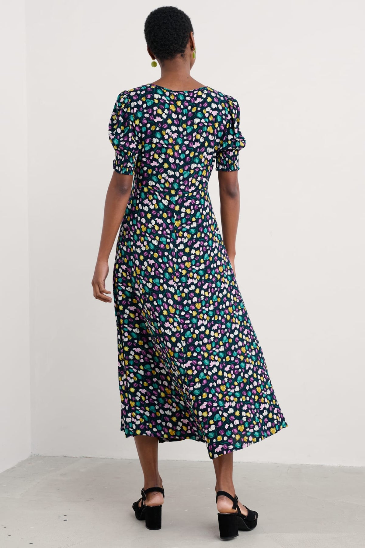 Seasalt Cornwall - ‘Marsh Violet’ Short Sleeve Empire Line Dress - Spring Tulips Maritime
