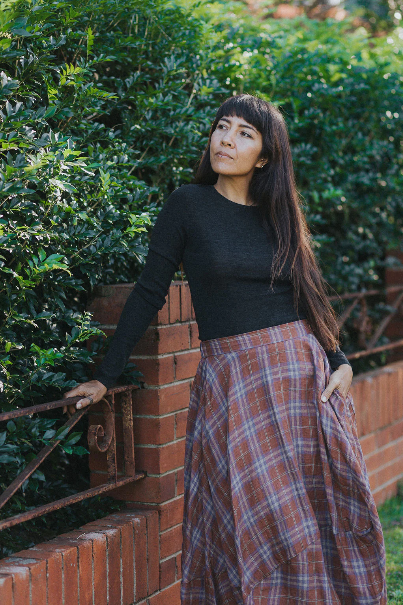 Montaigne - Lavigne - Asymmetrical Linen Skirt - Plaid
