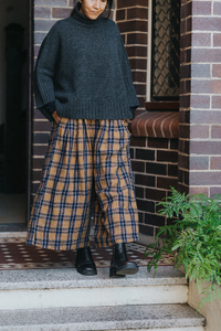 Montaigne - French Linen Culottes - Blue Tweed Check