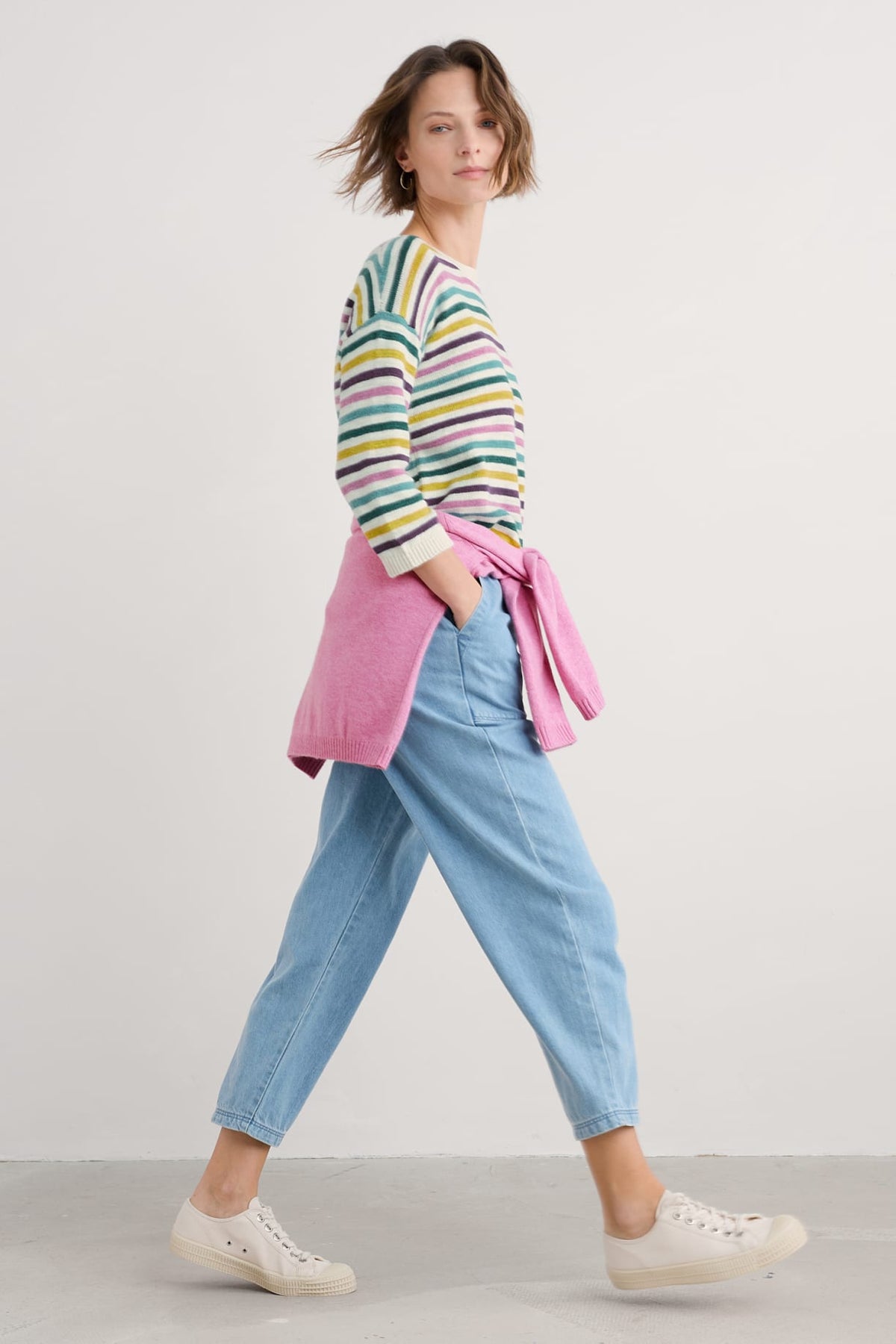 Seasalt Cornwall - ‘Knavock’ Striped Jumper - Mini Cornish Orchid Multi