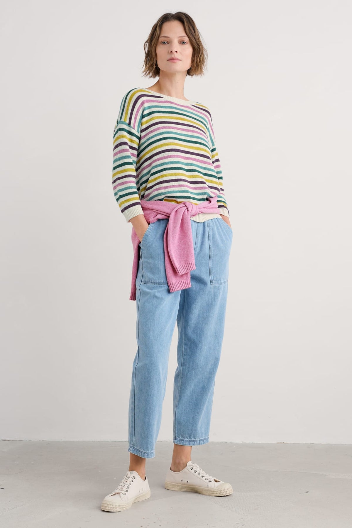 Seasalt Cornwall - ‘Knavock’ Striped Jumper - Mini Cornish Orchid Multi