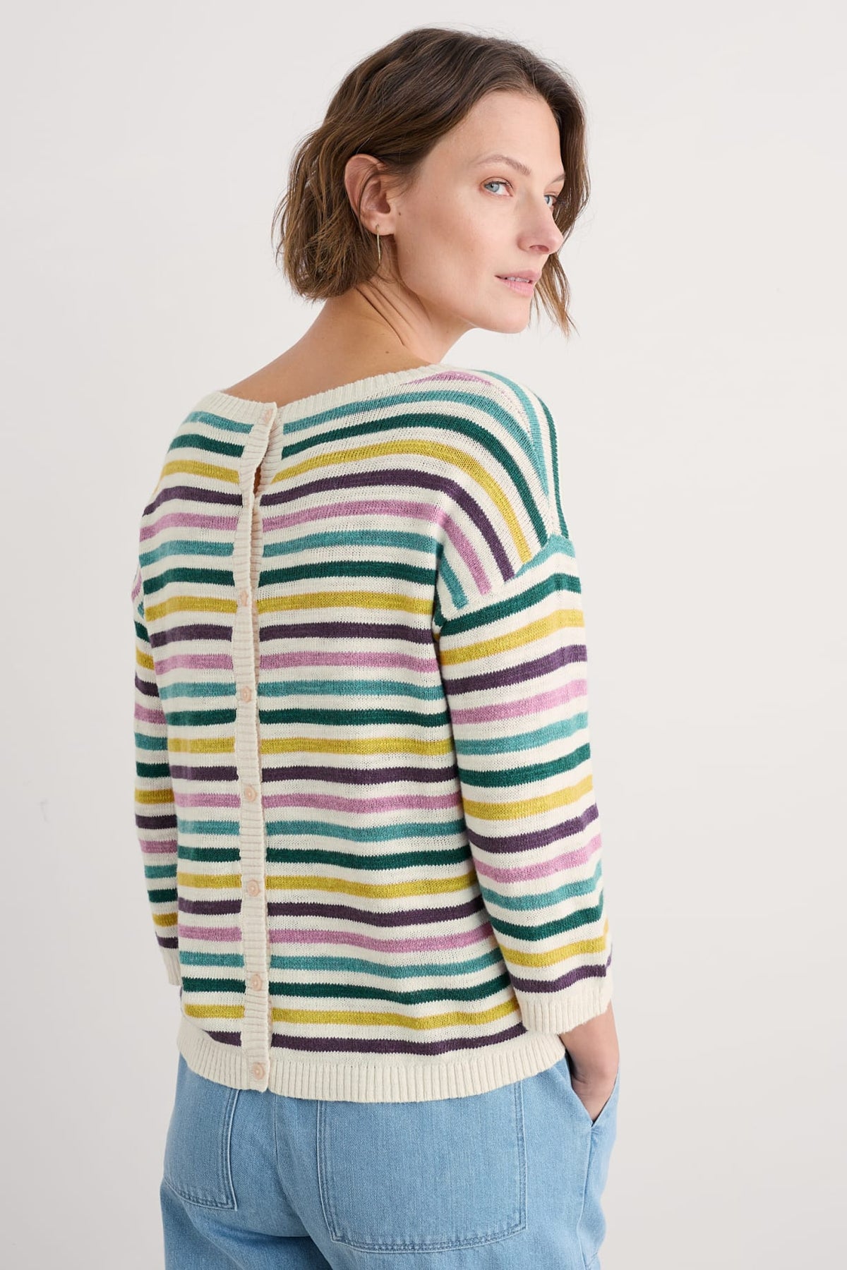 Seasalt Cornwall - ‘Knavock’ Striped Jumper - Mini Cornish Orchid Multi