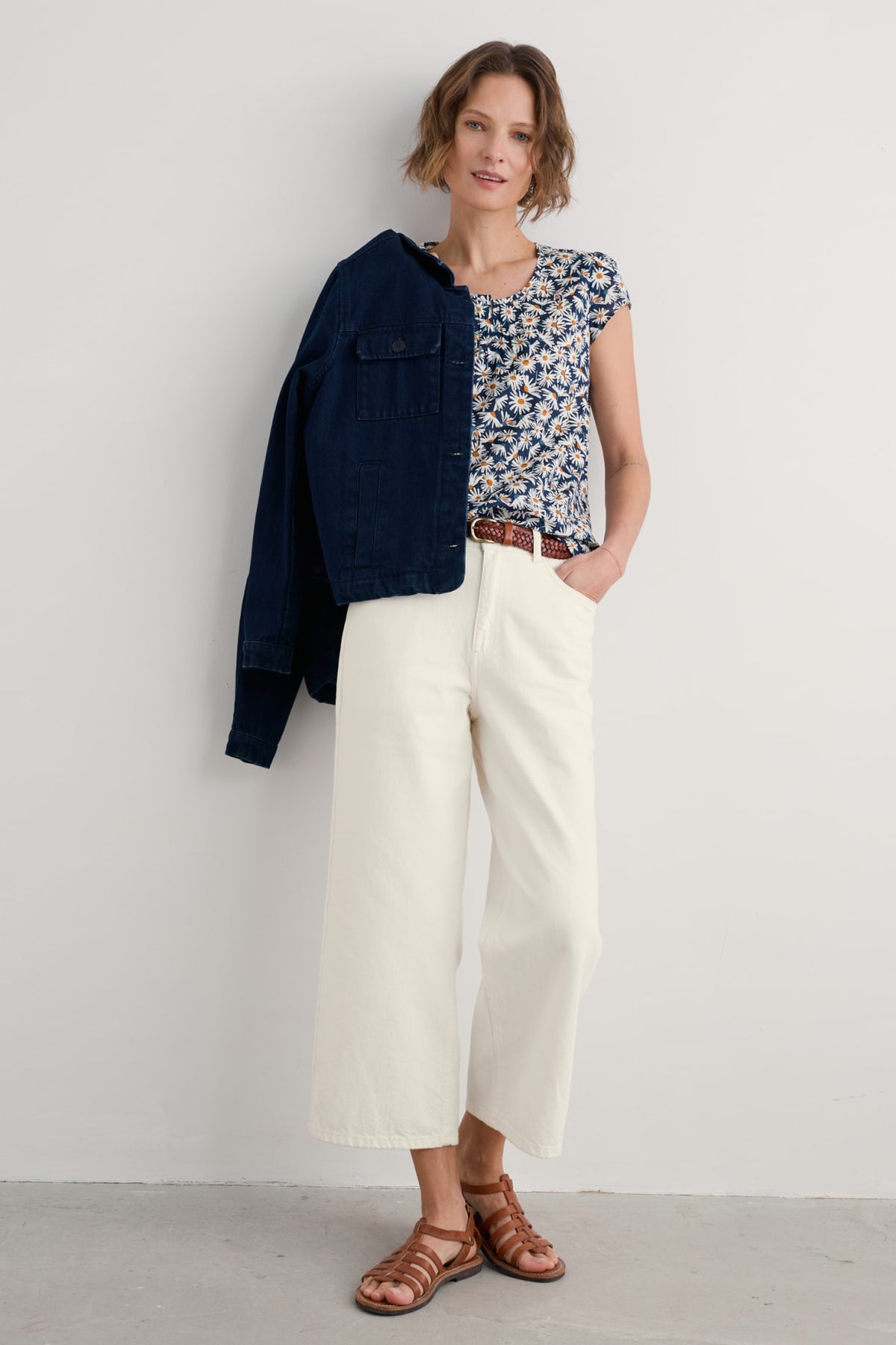 Seasalt Cornwall - ‘Garden Gate’ Cotton Top - Scatter Daisy Maritime