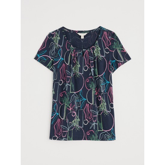 Seasalt Cornwall - ‘Appletree’ Keyhole Detail T-Shirt - Garden Lines Maritime