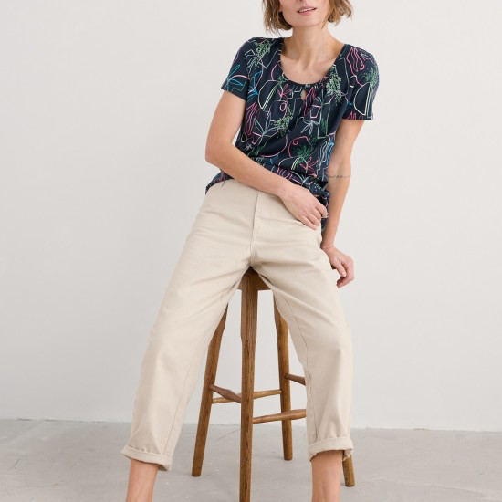 Seasalt Cornwall - ‘Appletree’ Keyhole Detail T-Shirt - Garden Lines Maritime