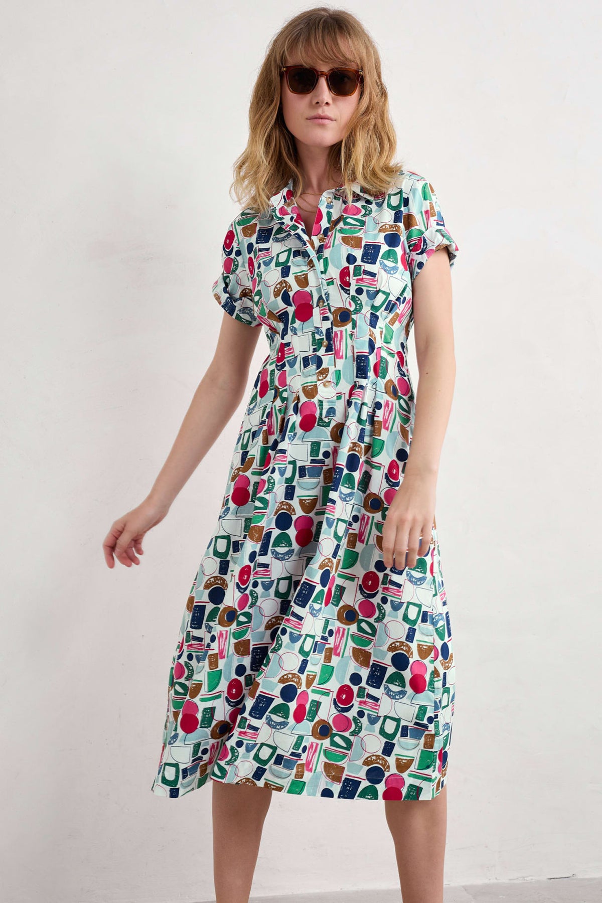 Seasalt Cornwall - ‘Wild Liquorice’ Shirt Dress in GOTS-Certified Organic Cotton - Studio Shapes Chalk