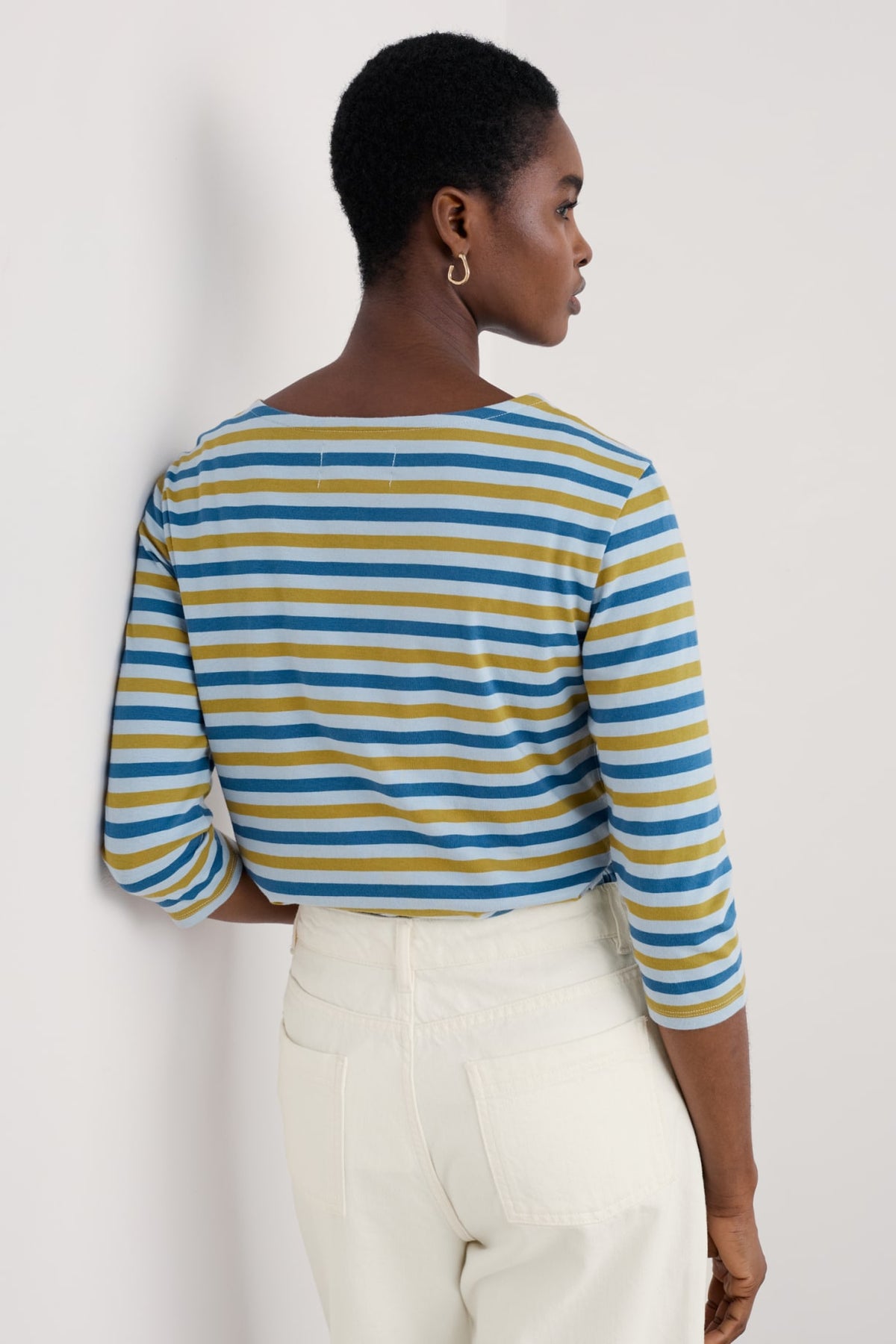 Seasalt Cornwall - ‘Sailor’ 3/4 Sleeve Top in GOTS-Certified Organic Cotton Jersey - Duet Mini Cornish Pear
