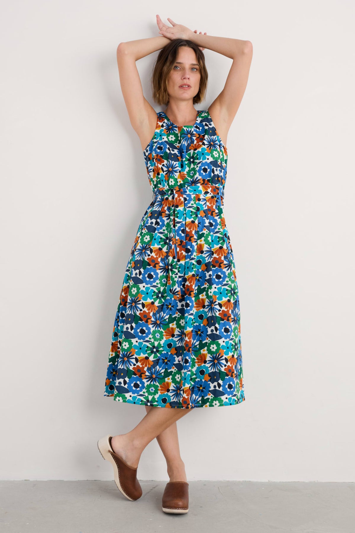 Seasalt Cornwall - 'Belle' Fit-and-flare Midi Dress - Screenprint Flor Ecolena Seasalt Cornwall - 'Belle' Fit-and-flare Midi Dress - Screenprint Flor Ecolena