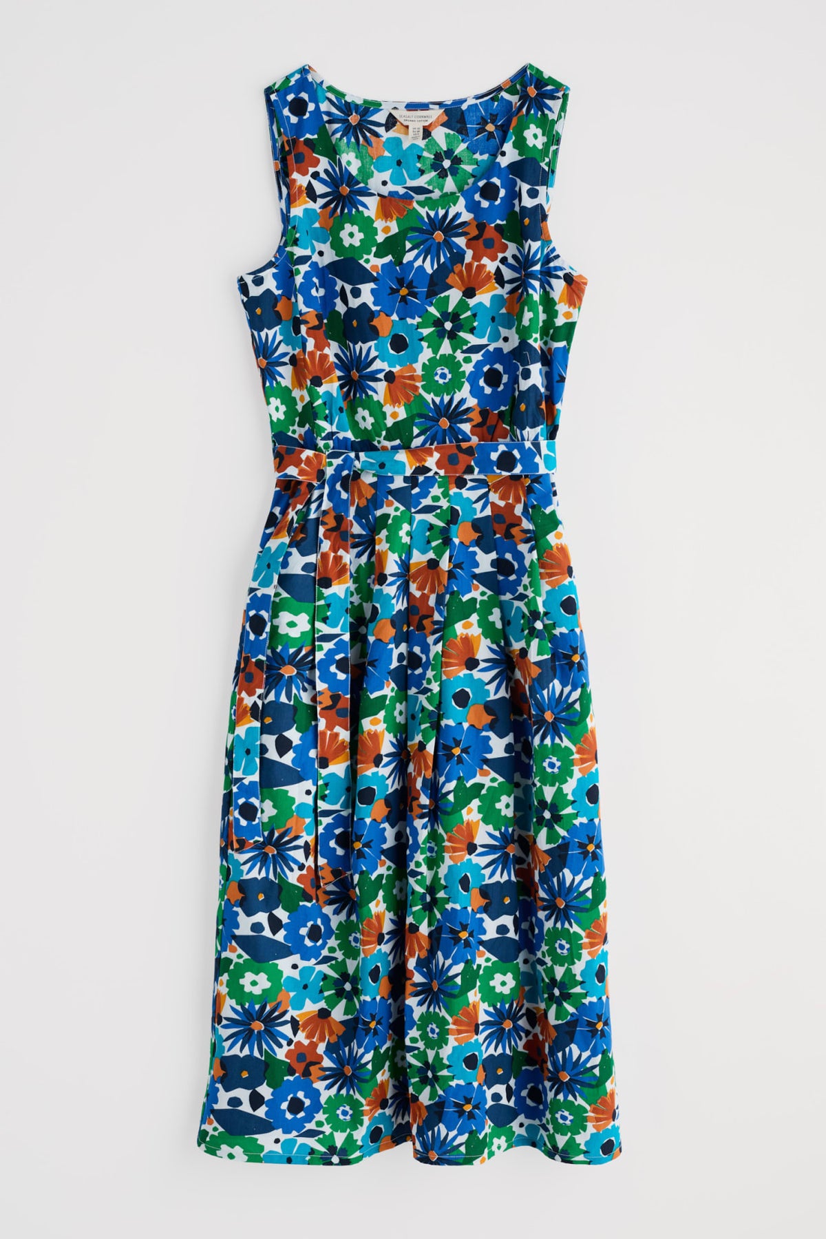 Seasalt Cornwall - ‘Belle’ Fit-and-flare Midi Dress - Screenprint Floral Chalk