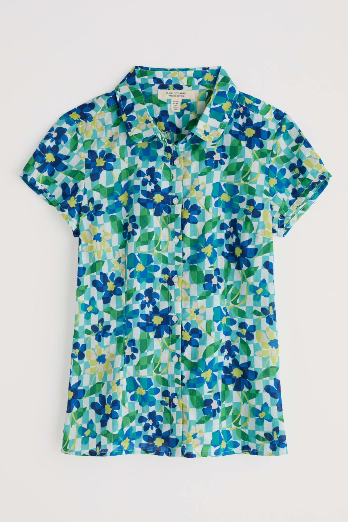 Seasalt Cornwall - ‘Rushmaker’ Short Sleeve Shirt - Picnic Floral Chalk